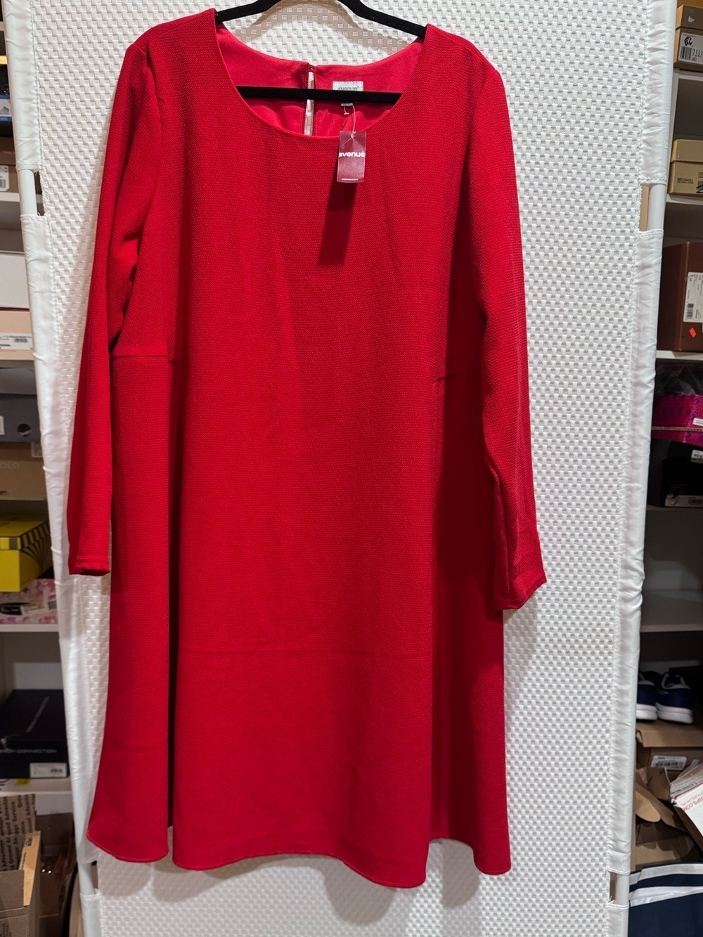 Avenue Bright Red Scoop Neck Long Sleeve Dress - Picture 2 of 6